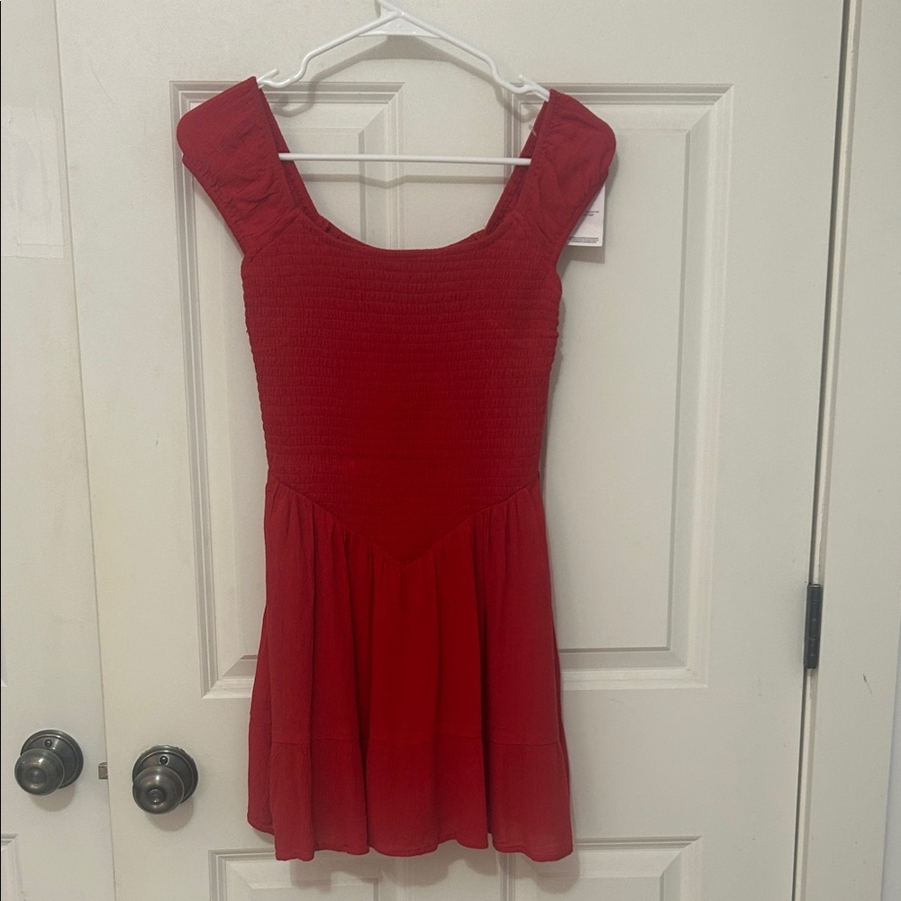 Hollister Flutter Sleeve Smocked Skort Mini Dress Size XS Red NWT Y2K grad party